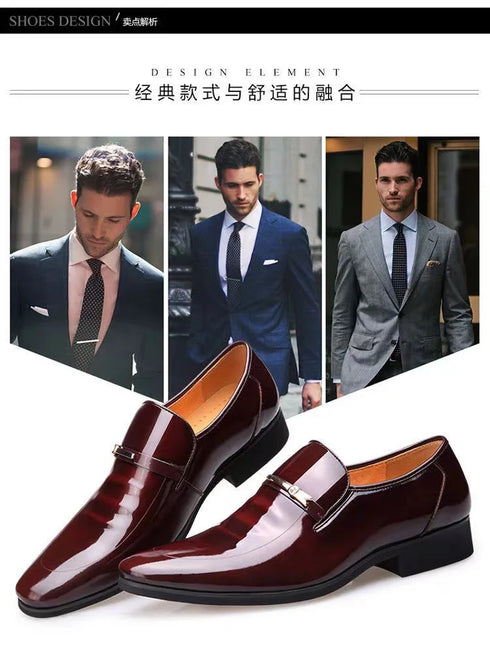 Elegant Breathable Oxford Leather Shoes for Men - Perfect Formal Flats for Office, Weddings, and Daily Wear - Comfortable Slip-On Design with Pointed Toe and Rubber Outsole